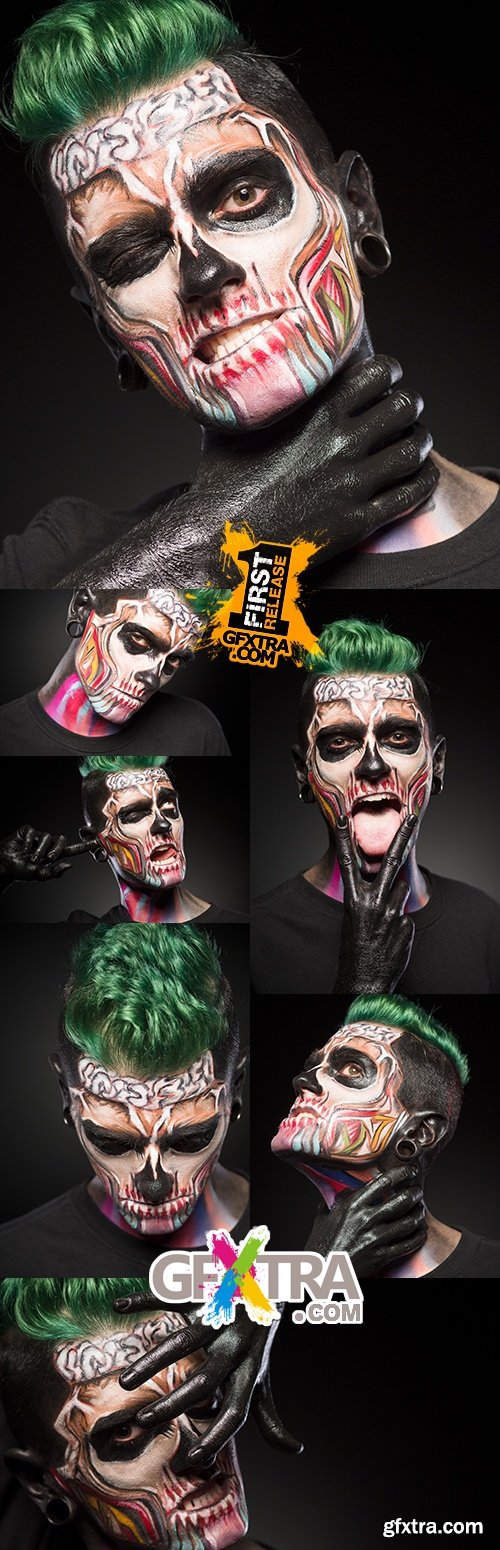 Halloween fashion makeup face portrait young zombie