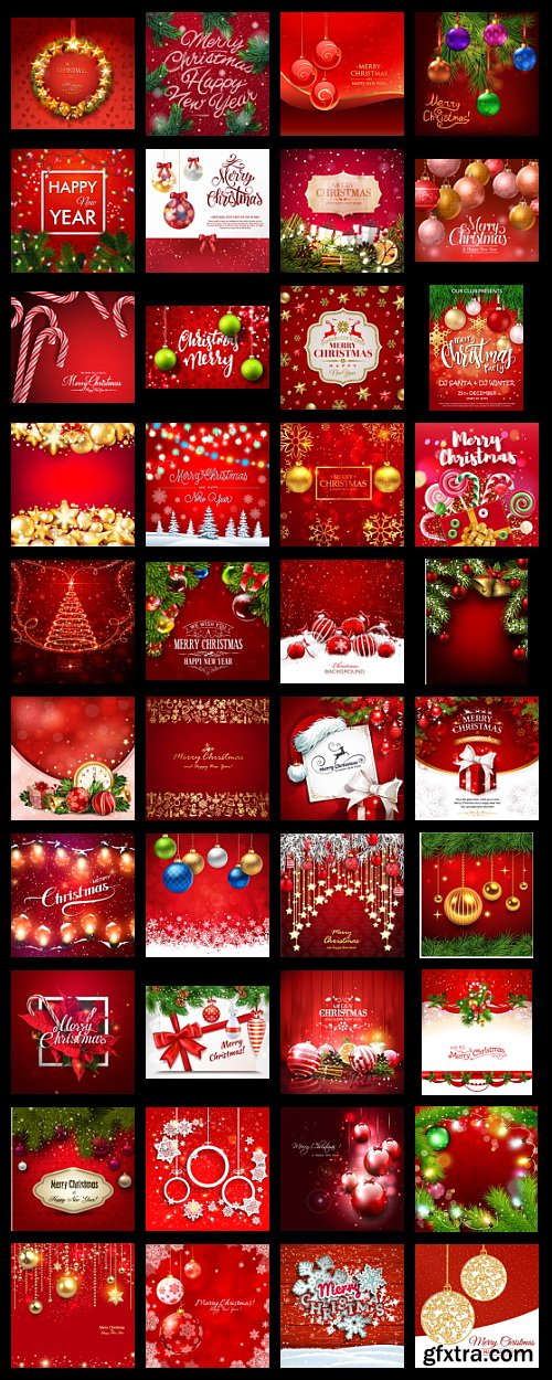 Red Christmas Backgrounds [ALL 16 SETS IN 1] 64xEPS