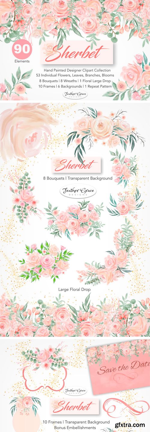 CM - Watercolor Flowers - Sherbet 1884561