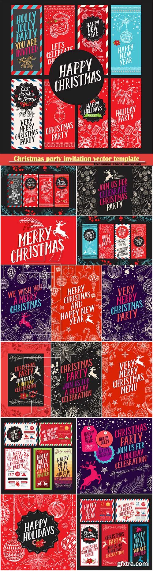 Christmas party invitation vector template
