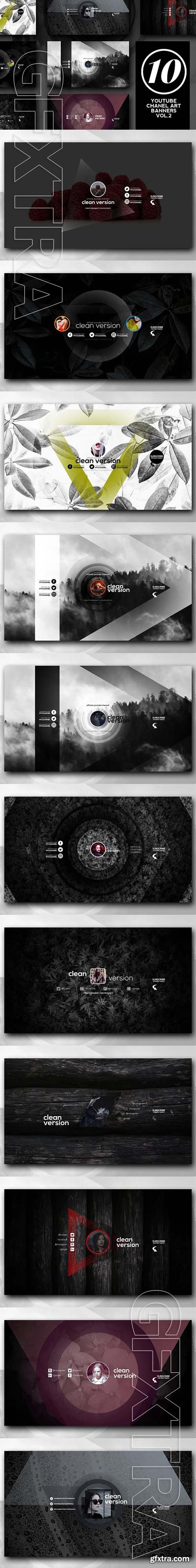 CreativeMarket - 10 Youtube Channel Art Banners vol.2 1476125