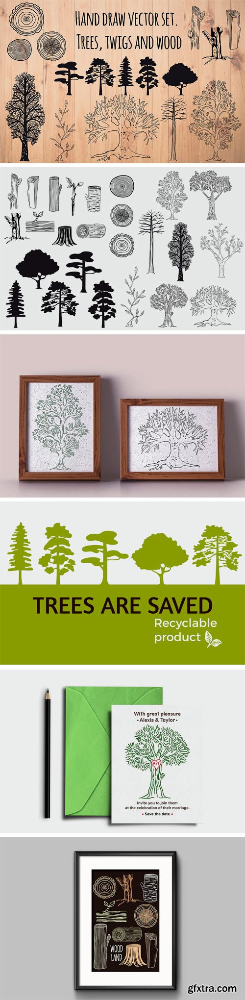 CM - Set of Hand Drawn Trees and Wood 1938745