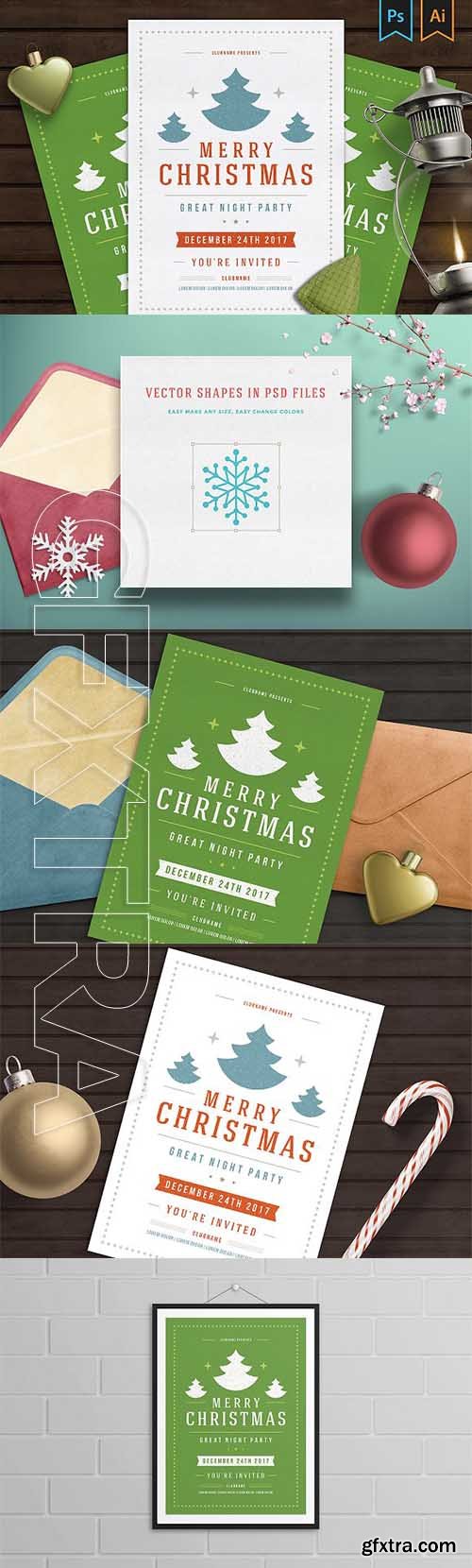 CreativeMarket - Christmas party invitation flyer 1903657