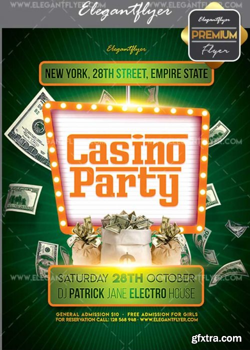 Casino Party V30 Flyer PSD Template + Facebook Cover