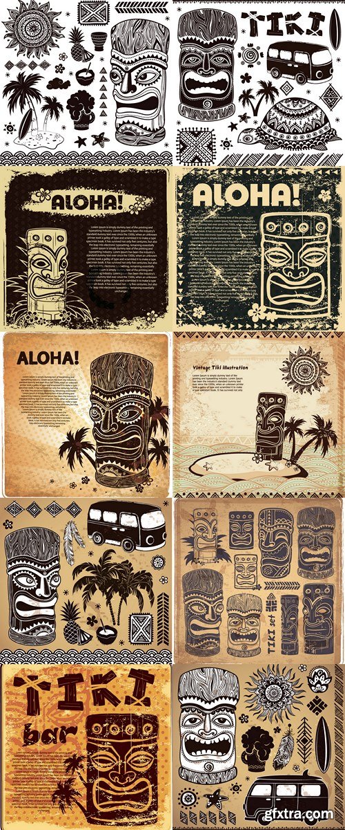 Poster aloha tiki illustration