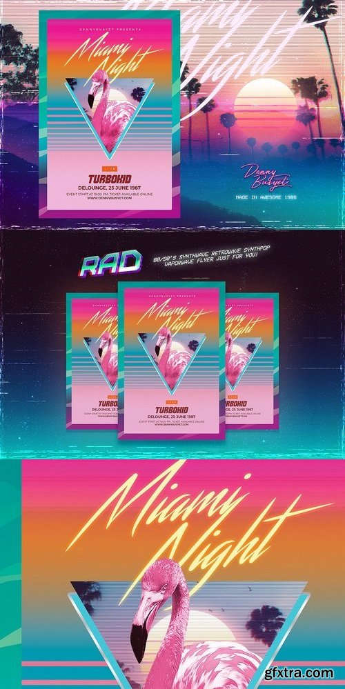 CM - Miami Night 80\'s Synthwave Flyer 1358702