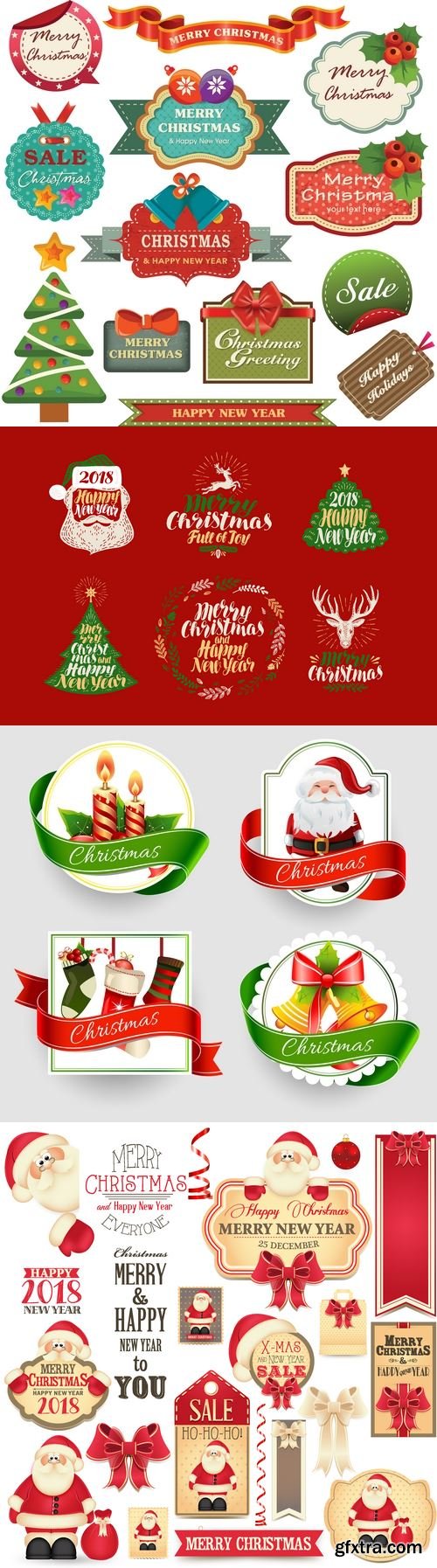 Vectors - Christmas Shiny Sale Labels Mix