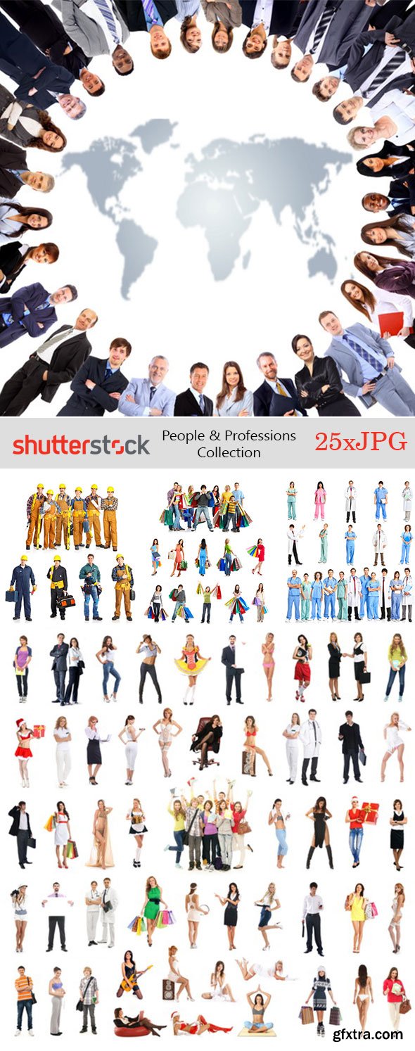 People & Professions Groups On White Background Collection 25xJPG