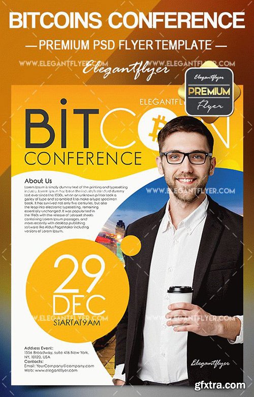 Bitcoins Conference – Flyer PSD Template + Facebook Cover