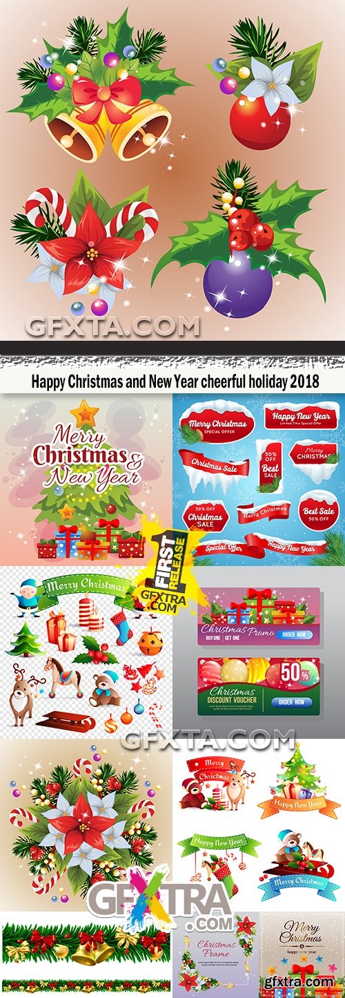 Happy Christmas and New Year cheerful holiday 2018