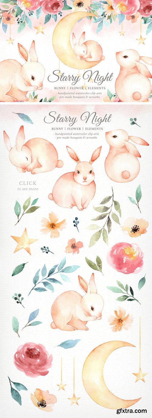 CM - Starry Night Bunny Watercolor Set 1951334