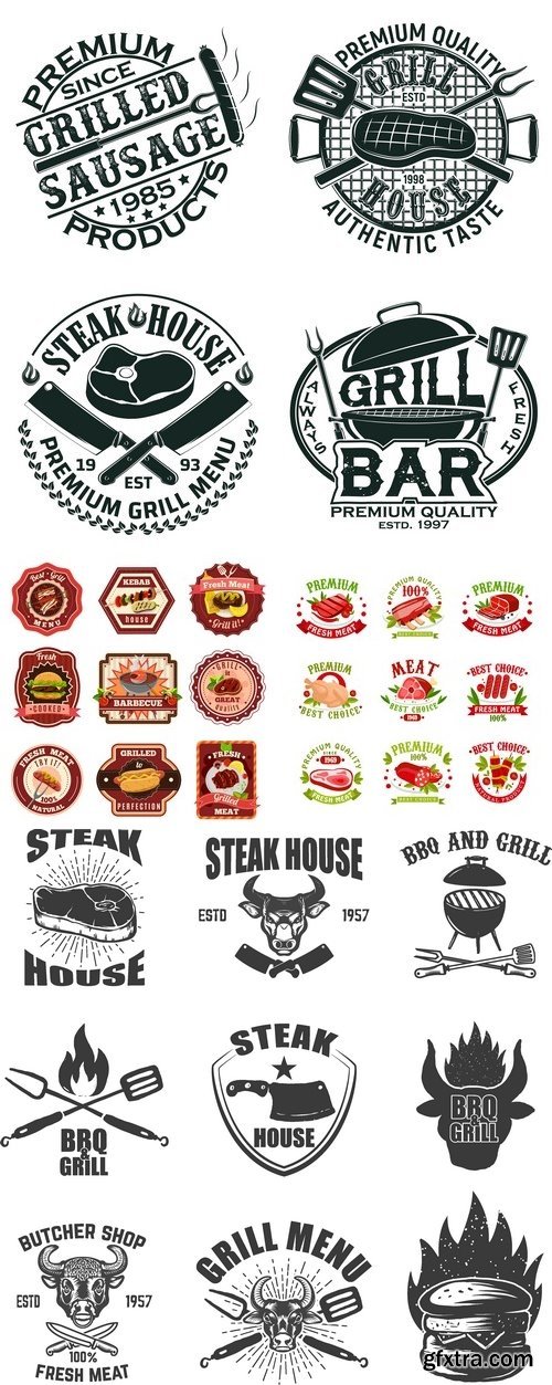 Vectors - Meat Products Retro Labels 4