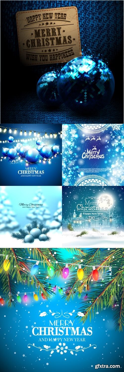 Vectors - Blue Christmas Backgrounds Set 18