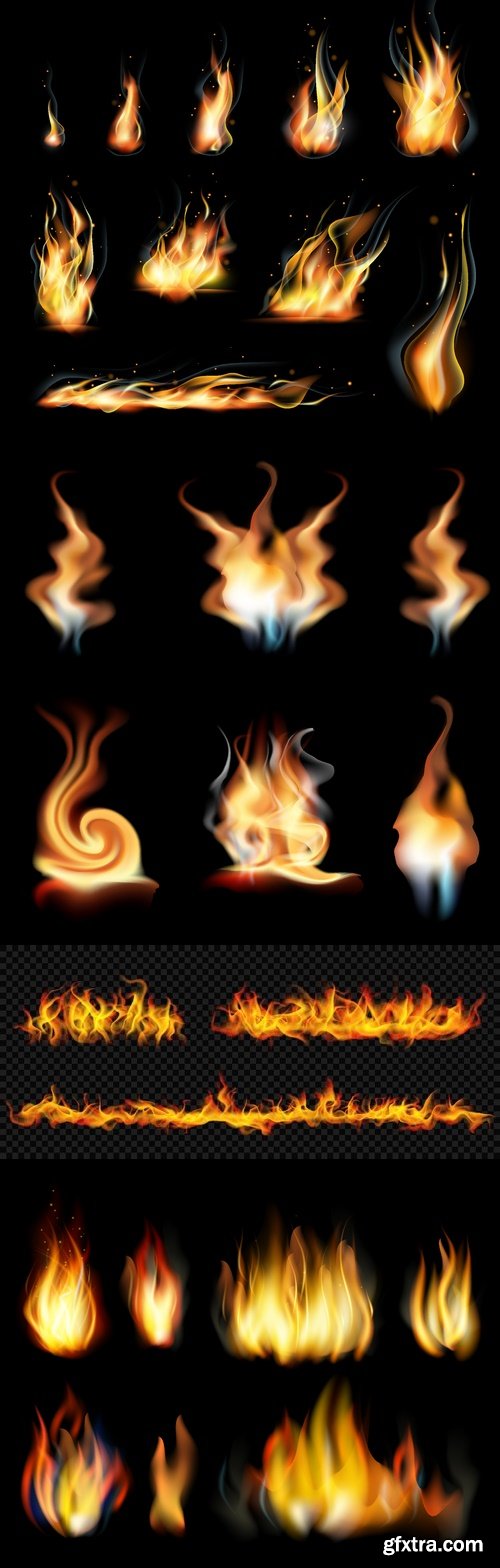 Vectors - Fire Realistic Flames 15