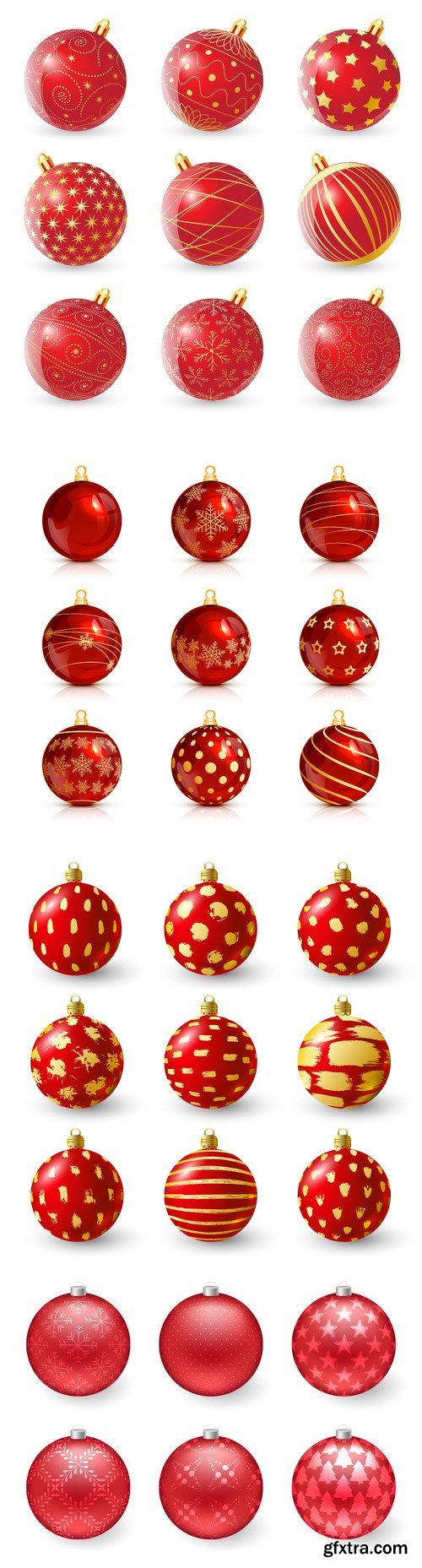 Vectors - Red Christmas Balls Mix 2