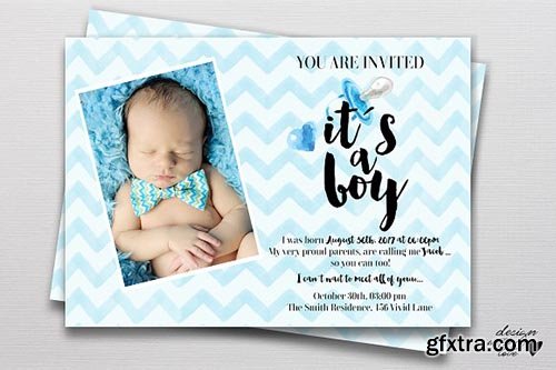 CreativeMarket - Baby Shower Invitation It is a BOY 2034174