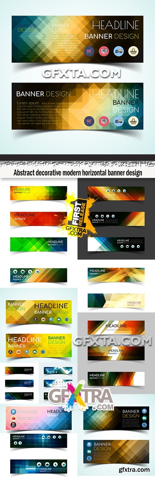 Abstract decorative modern horizontal banner design