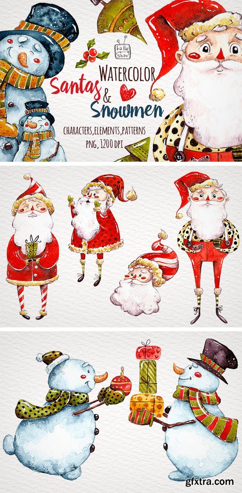 CM - Watercolor Santas and Snowmen 1987530