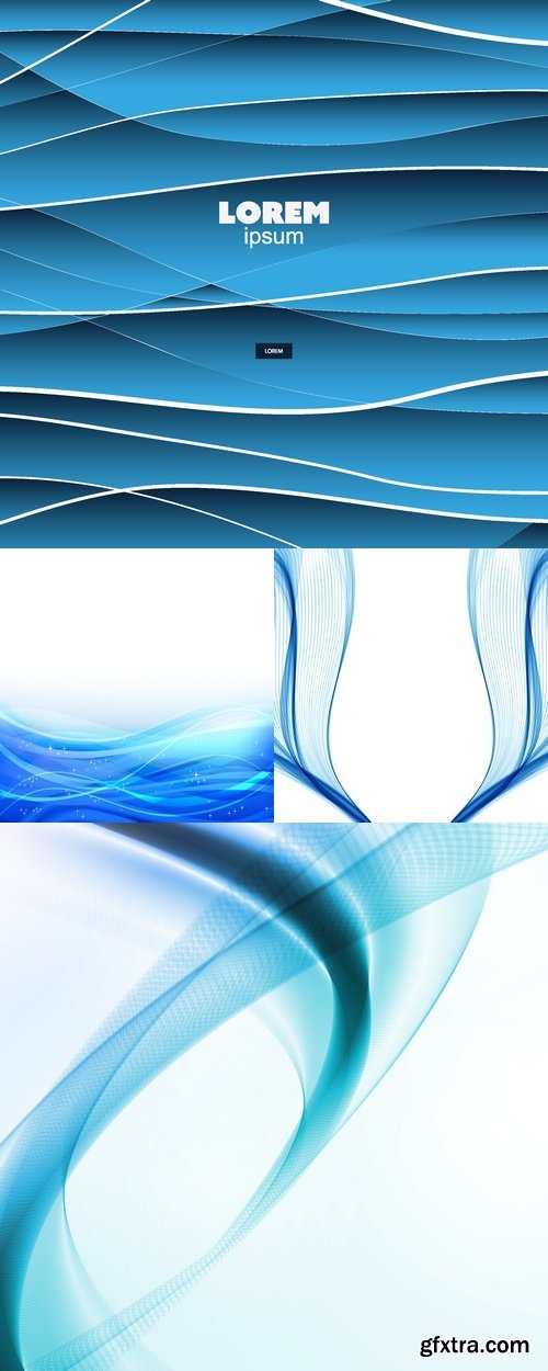 Vectors - Waves Blue Backgrounds 28