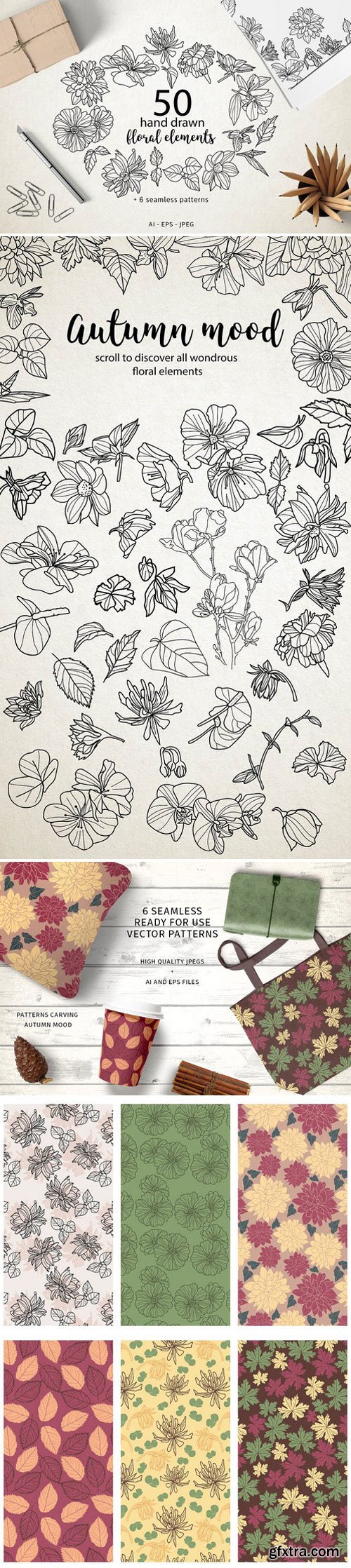 CM - 50 hand drawn floral elements 1991307
