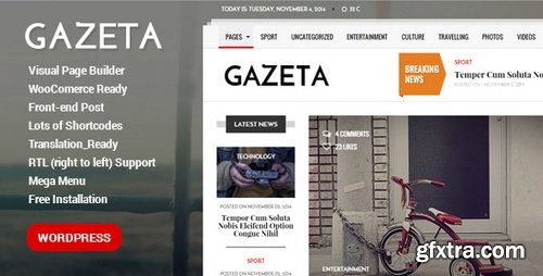 ThemeForest - Gazeta v1.3 - Responsive Magazine WordPress Theme 10358200