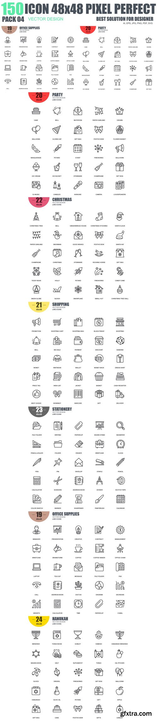 150 Line Icons Pack 4