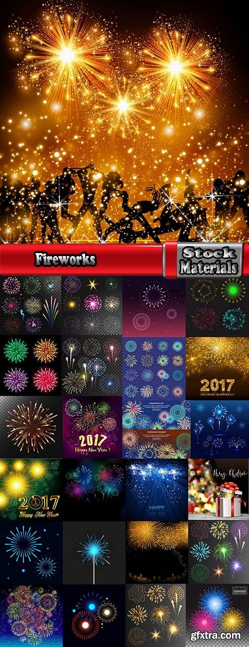 Fireworks holiday new year Christmas flash explosion 25 EPS