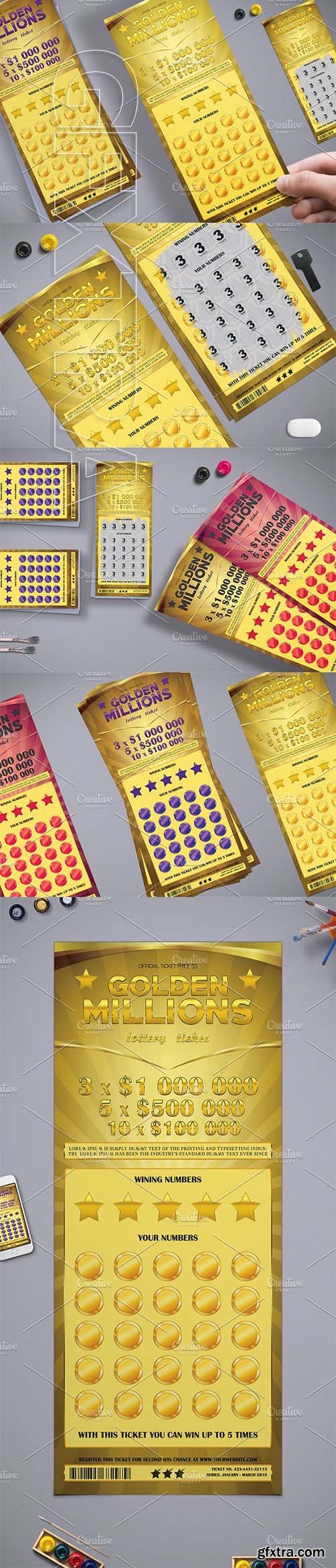 CreativeMarket - Lottery Ticket in Golden Style 2051938