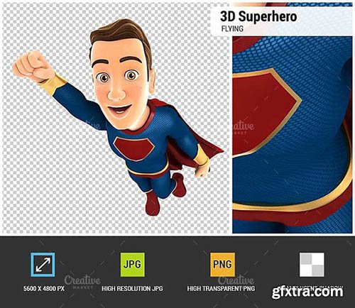 CreativeMarket - 3D Superhero Flying 2035139