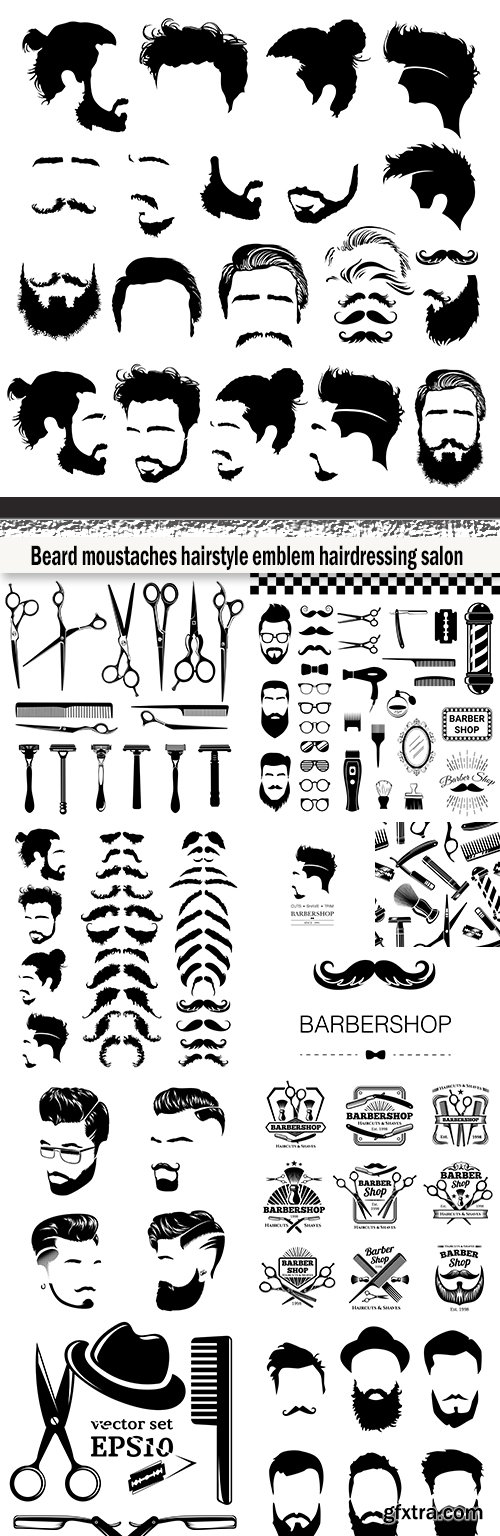 Beard moustaches hairstyle emblem hairdressing salon