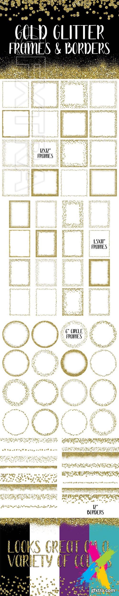 CreativeMarket - Gold Glitter Frames and Borders 2051067