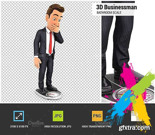 CreativeMarket - 3D Businessman Weighing Himself on B 2050237