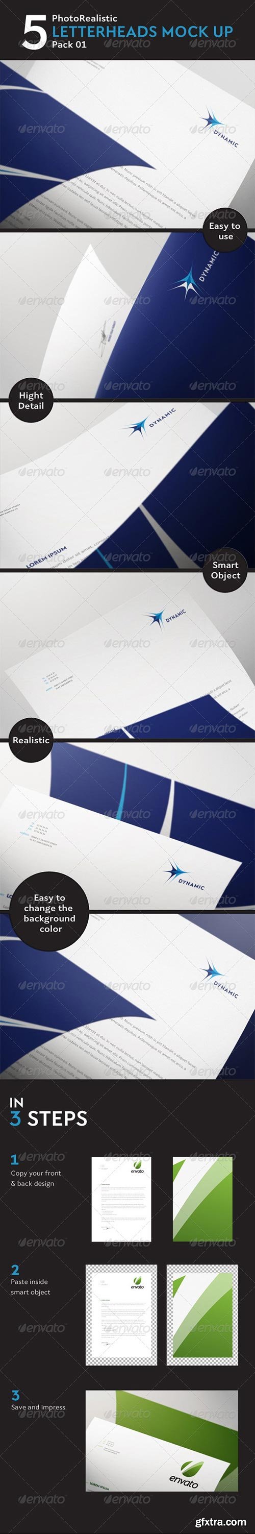 GraphicRiver - 5 Photorealistic Letterhead Mock Up Pack 01 2862548