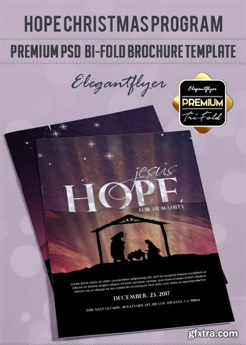 Hope Christmas Program V3 Premium Bi-Fold PSD Brochure Template