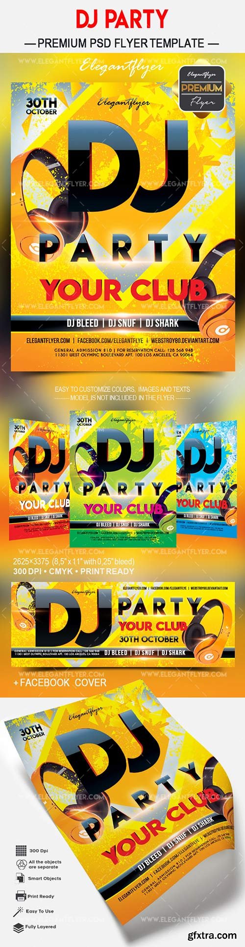 DJ party – Flyer PSD Template + Facebook Cover