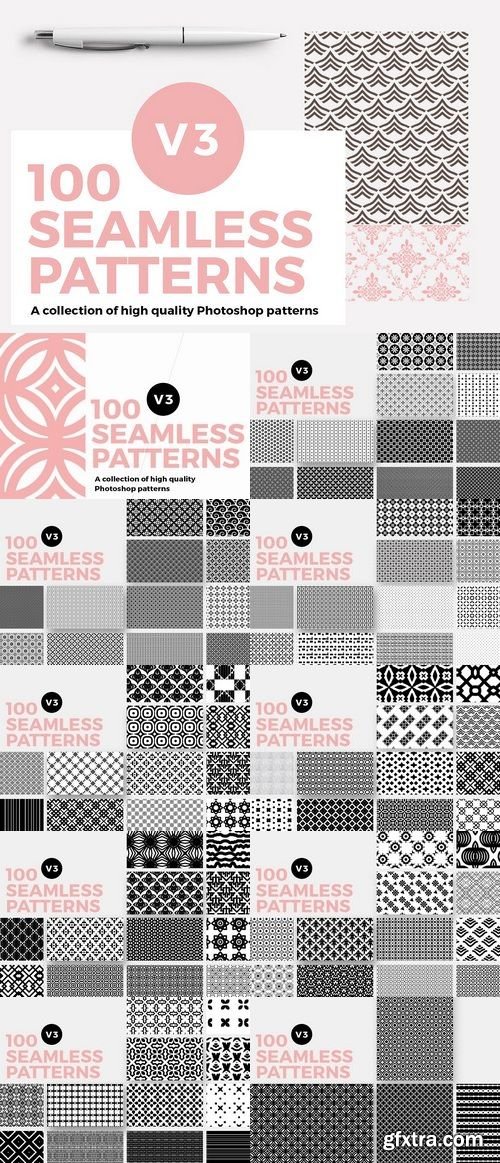 CM - 100 Seamless Photoshop Patterns - V3 1432213