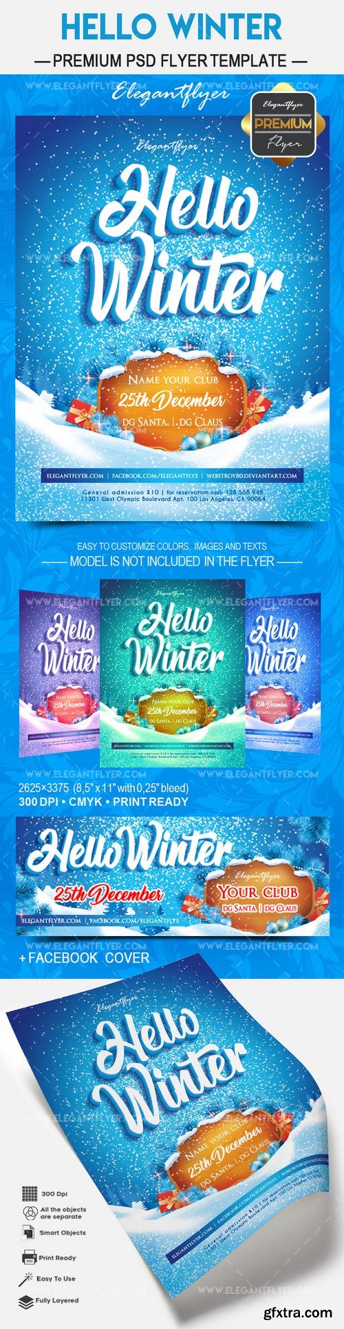 Hello Winter 2018 – Flyer PSD Template + Facebook Cover