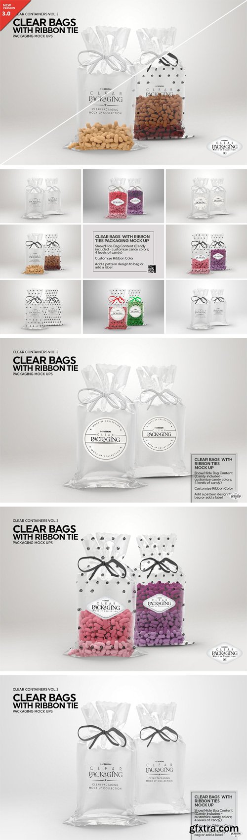 CM - Clear Candy Bags with Ribbon MockUp 2022759