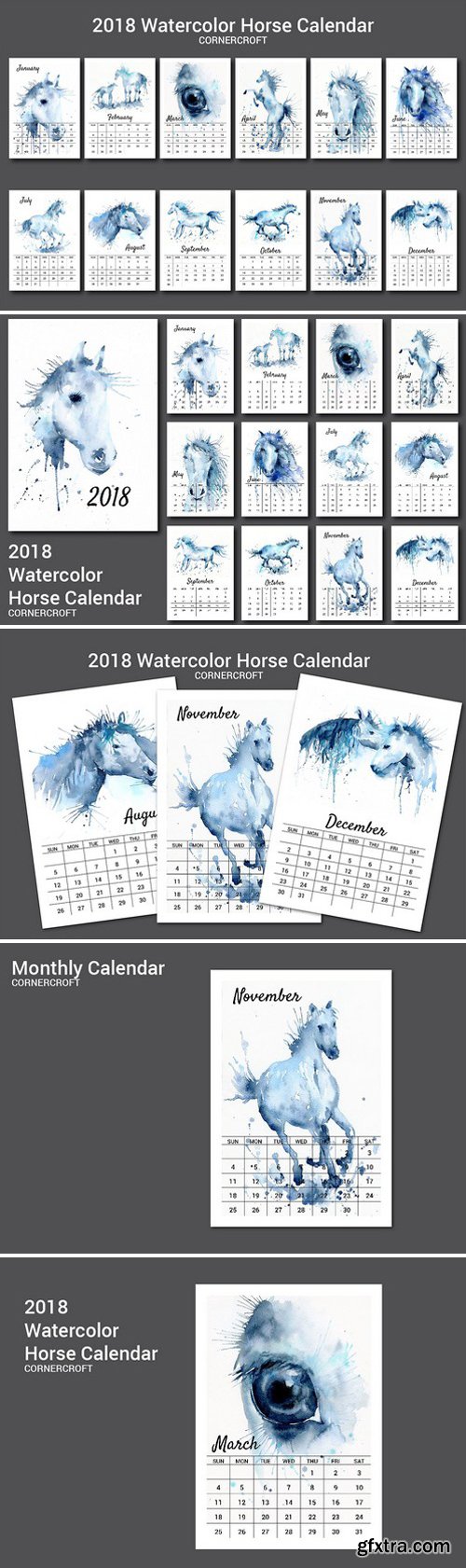 CM - 2018 Calendar Watercolor Horse 2025199