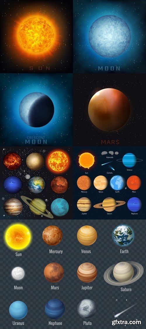 Vectors - Planets of Solar System 12