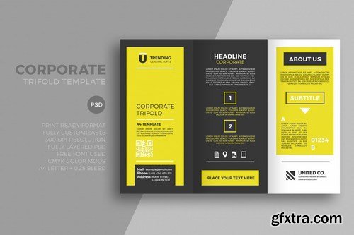 Yellow Corporate trifold template