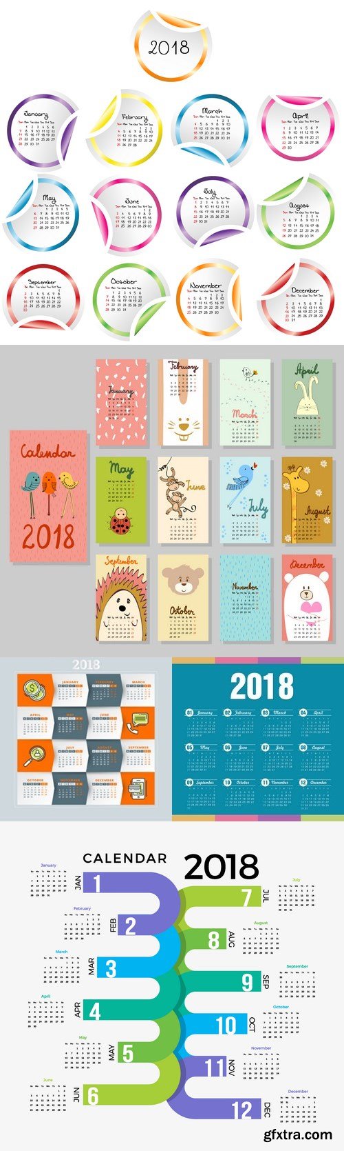 Vectors - 2018 Calendars Set 11
