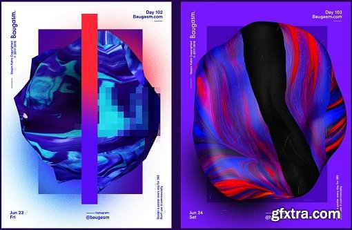 Baugasm™ Series #8 - Design Abstract Textures and Poster with Acrylic Paint, Photoshop and Cinema 4D