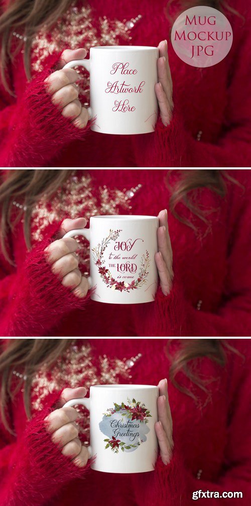 CM - Woman holding mug -christmas mockup 2058545