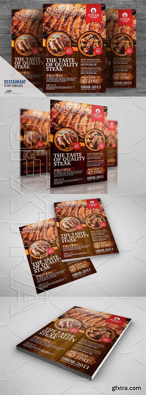 CreativeMarket - Barbecue Grill Restaurant Flyer 2082419