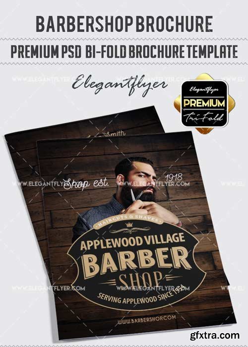 Barbershop V5 Premium Bi-Fold PSD Brochure Template