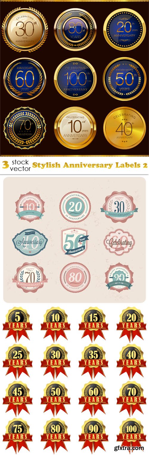 Vectors - Stylish Anniversary Labels 2