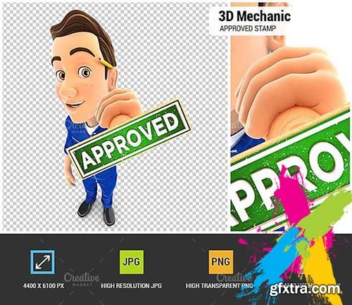 CreativeMarket - 3D Mechanic Approved Stamp 2083970
