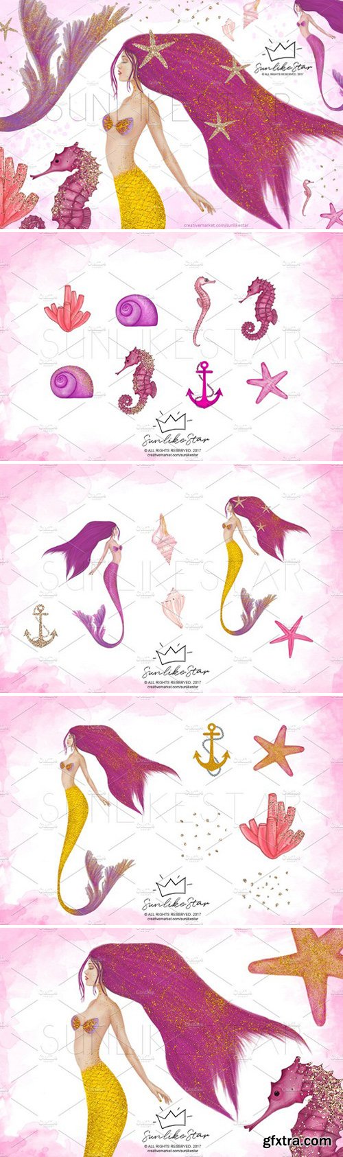 CM - Mermaid Illustration Clip Art Pack 2055607