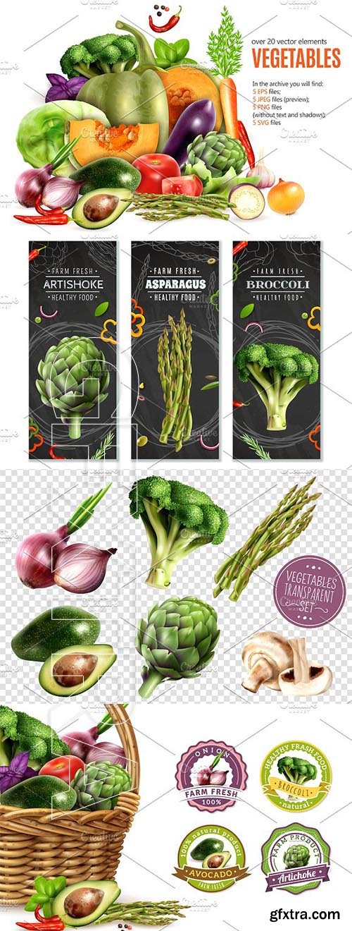 CreativeMarket - Vegetables Realistic Set 2095595